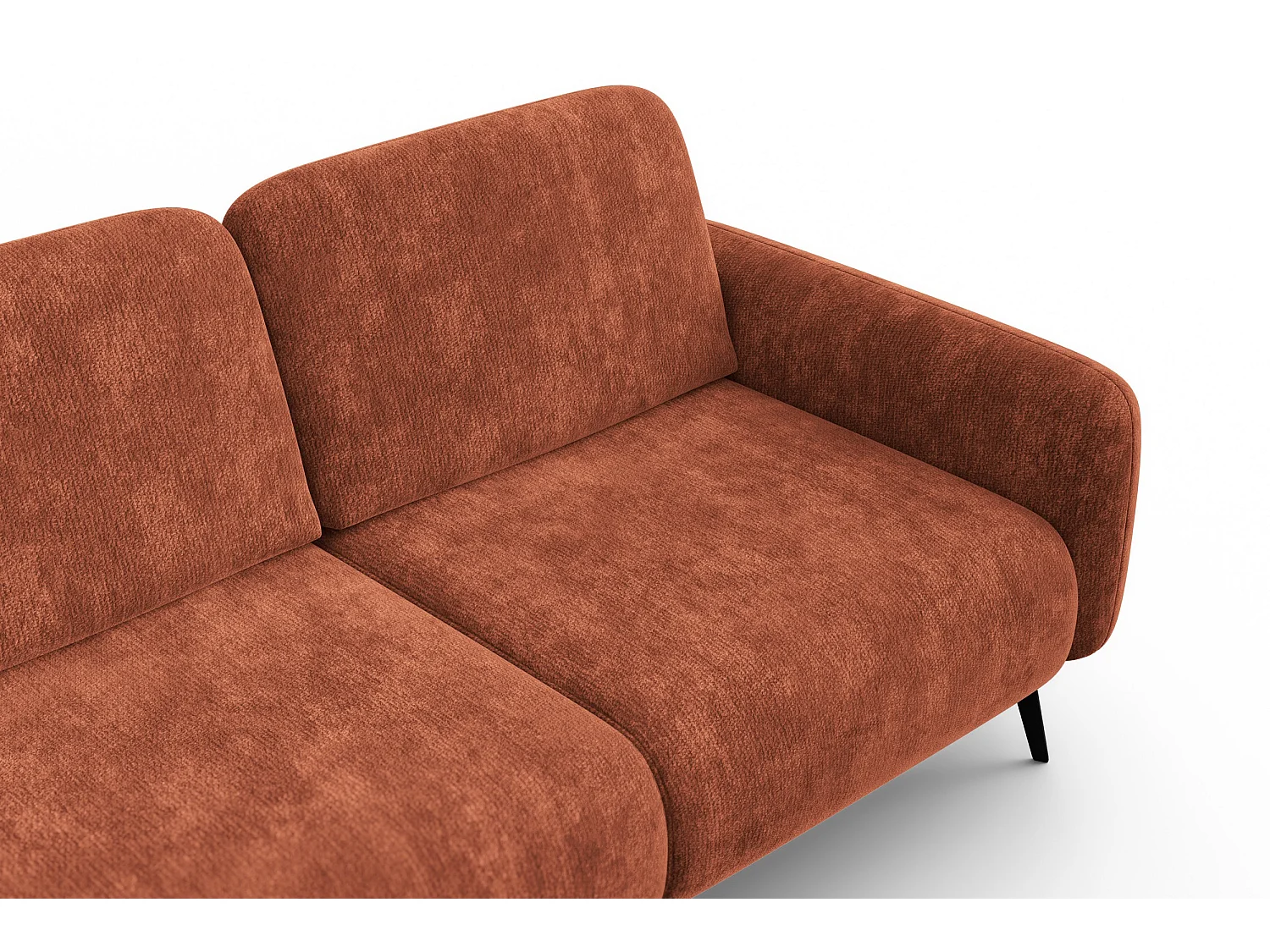 CANAPÉ D'ANGLE FEBE 4 places gauche, tissu chenille orange foncé