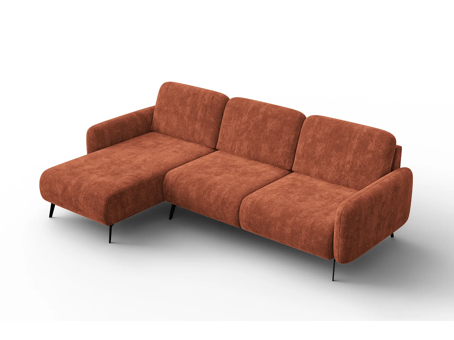 CANAPÉ D'ANGLE FEBE 4 places gauche, tissu chenille orange foncé