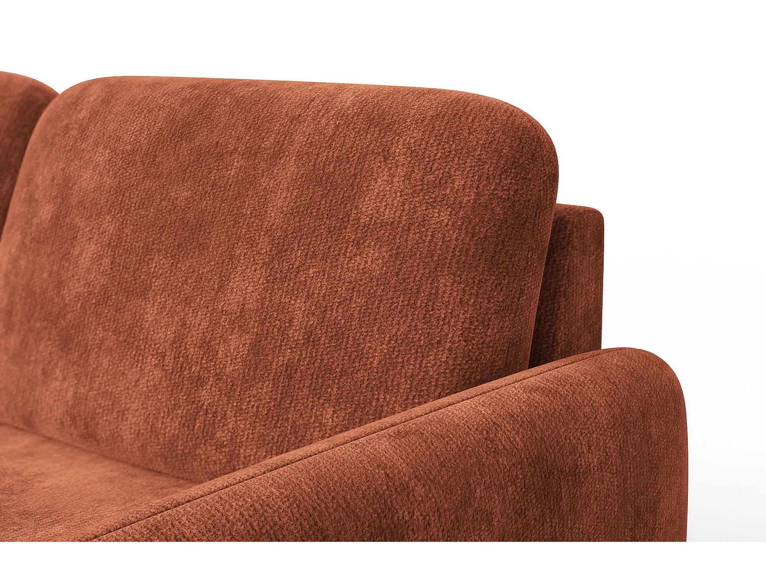 CANAPÉ D'ANGLE FEBE 4 places gauche, tissu chenille orange foncé