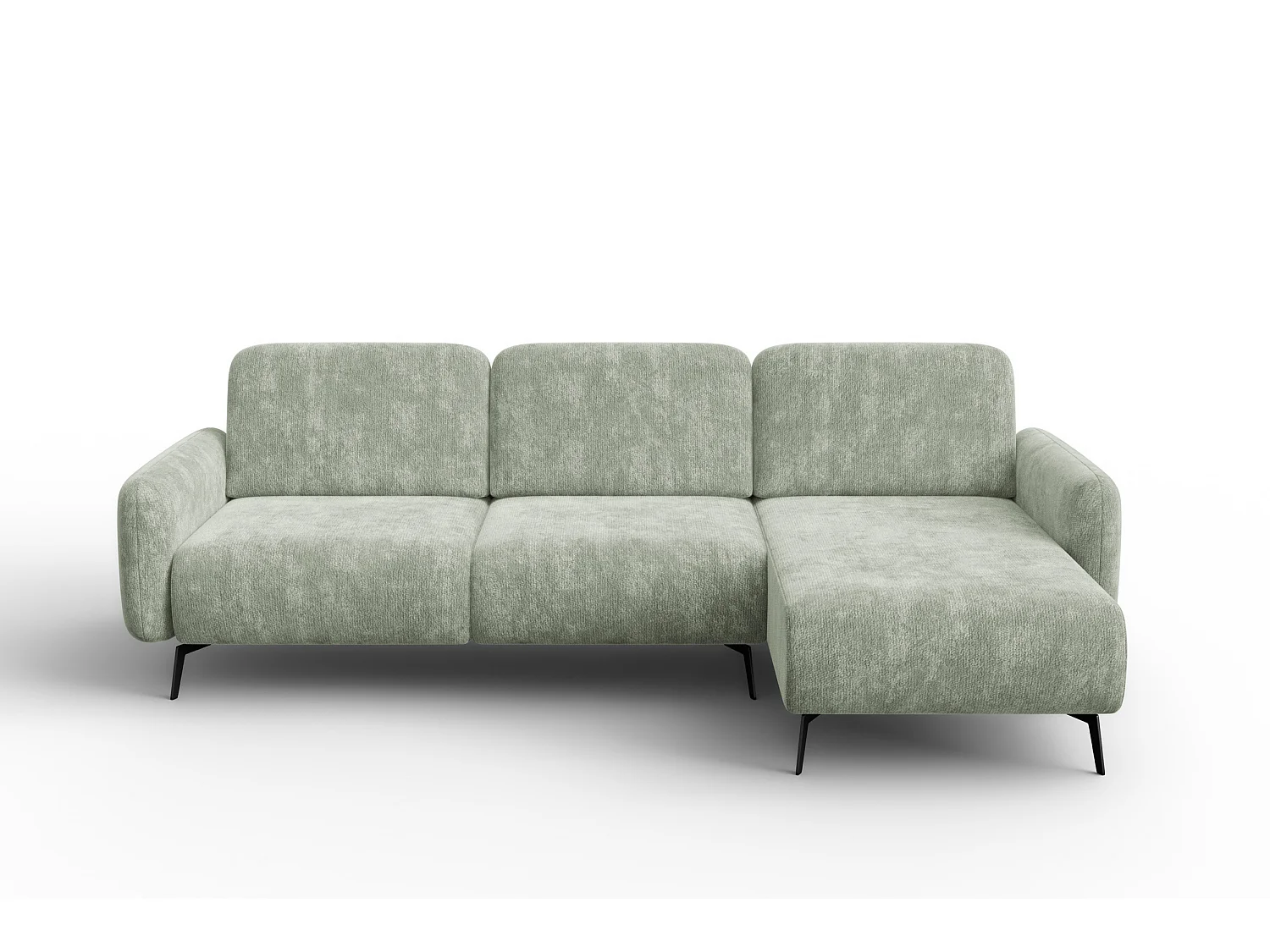 Ecksofa 4-Sitzer rechts FEBE, hellgrüner Chenille-Stoff