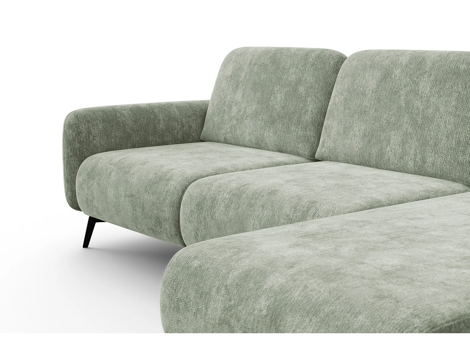 Ecksofa 4-Sitzer rechts FEBE, hellgrüner Chenille-Stoff