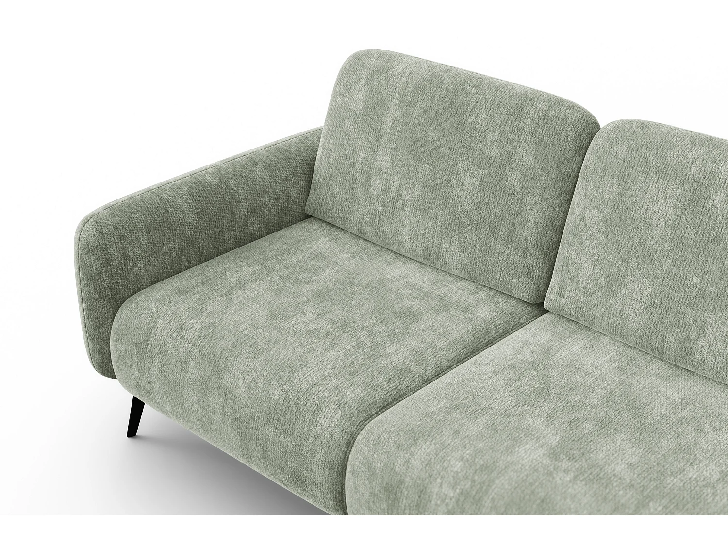 Ecksofa 4-Sitzer rechts FEBE, hellgrüner Chenille-Stoff