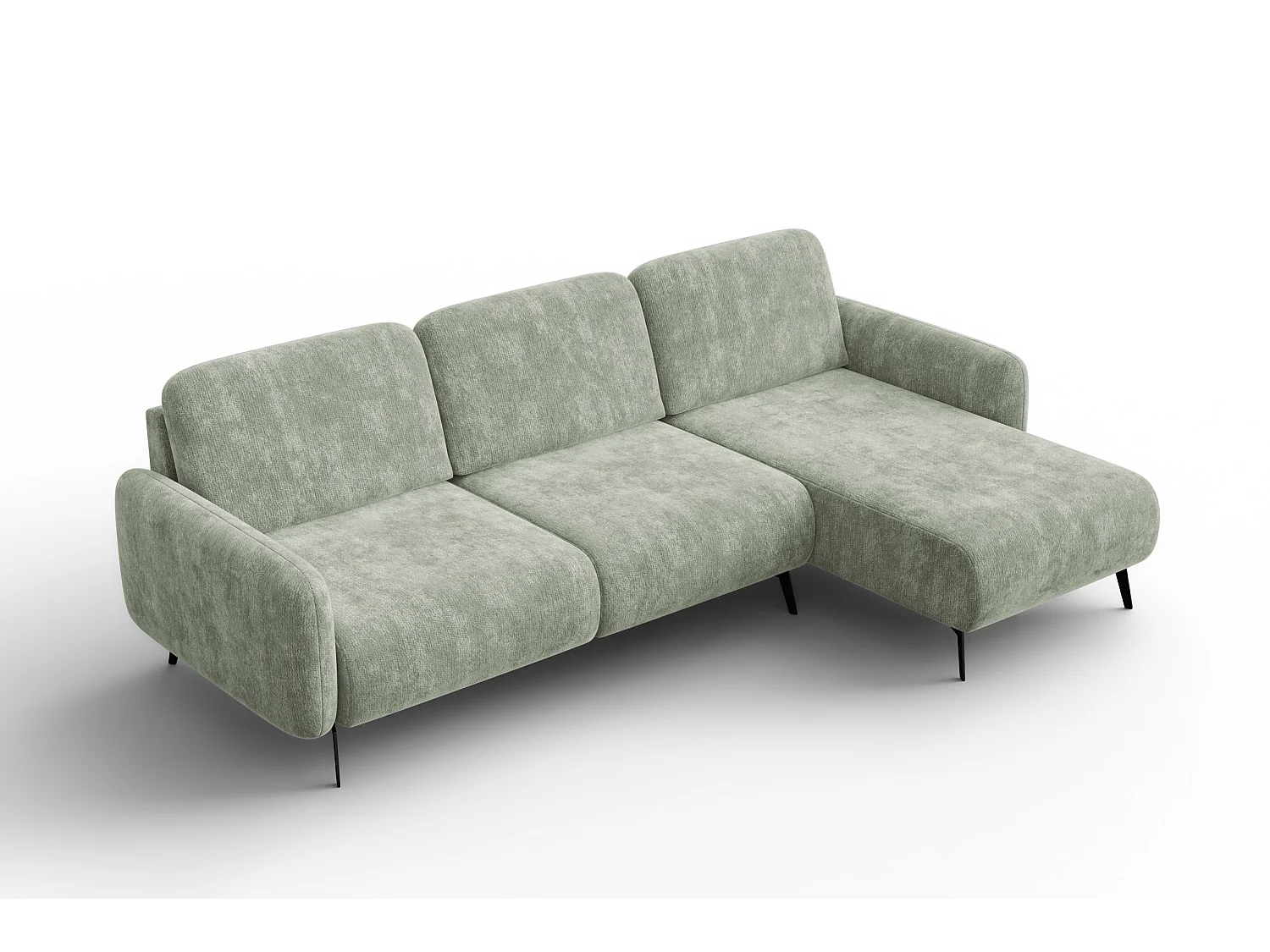 Ecksofa 4-Sitzer rechts FEBE, hellgrüner Chenille-Stoff