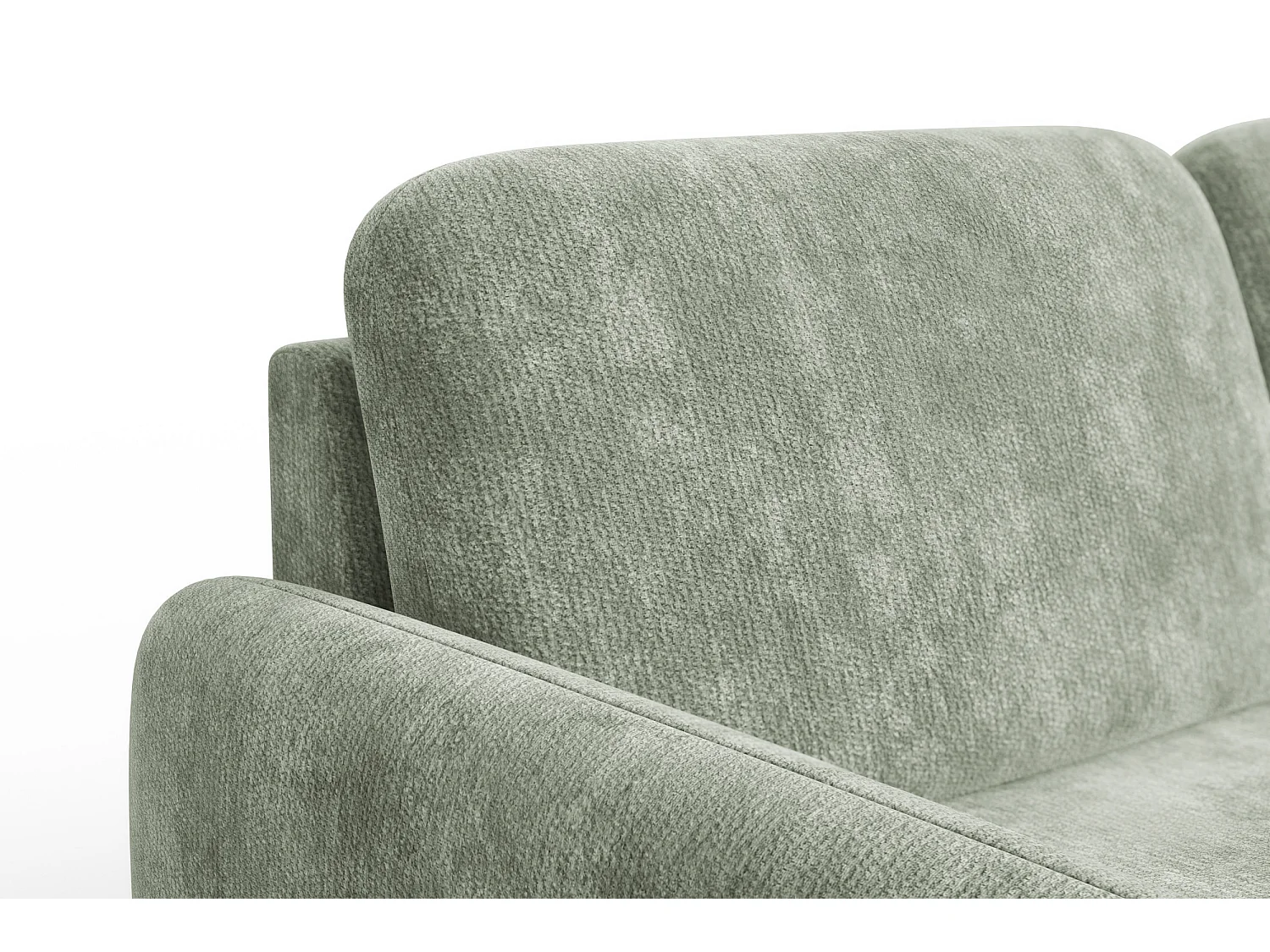 Ecksofa 4-Sitzer rechts FEBE, hellgrüner Chenille-Stoff