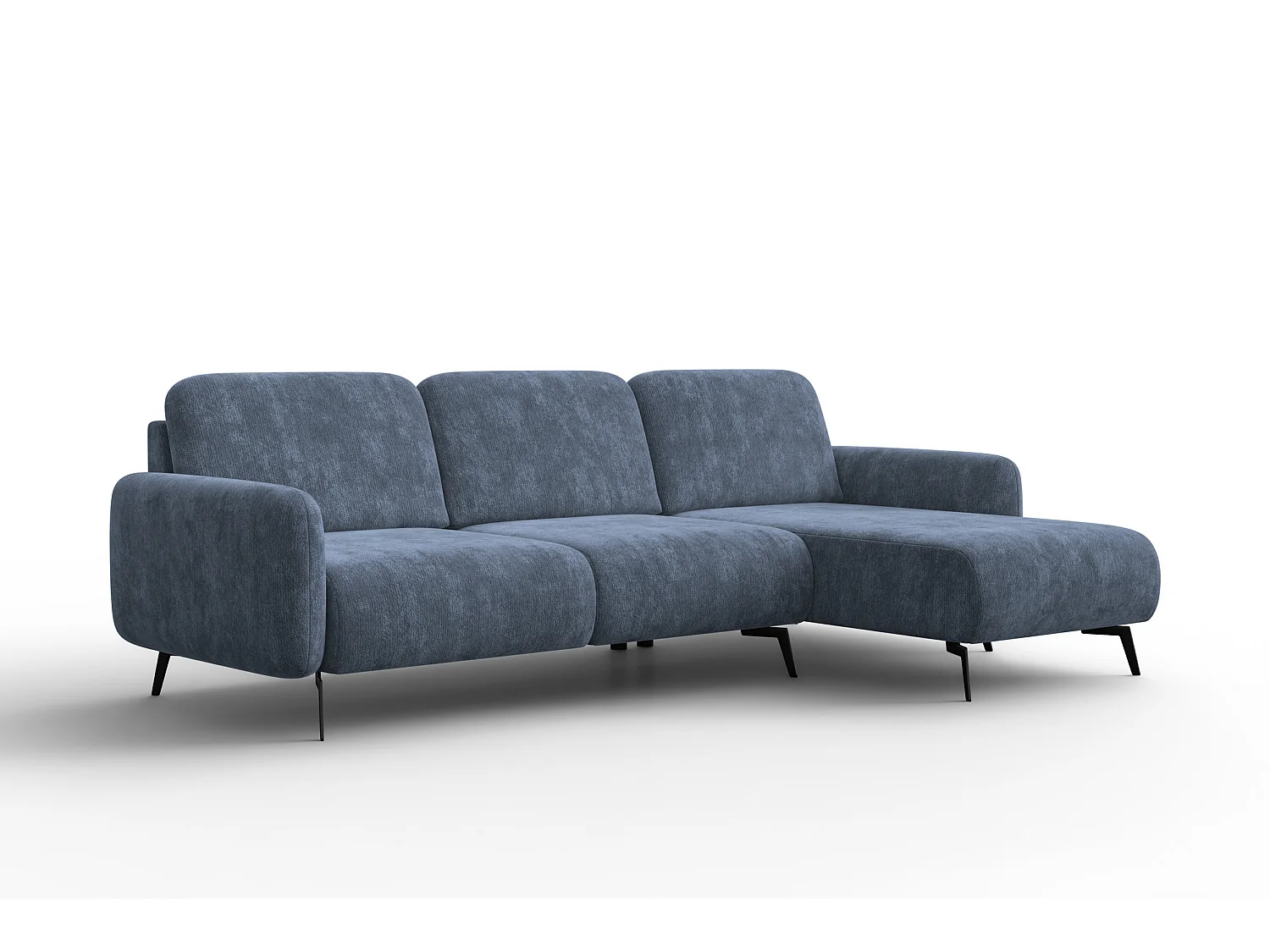 Ecksofa 4-Sitzer rechts FEBE, marineblauer Chenille-Stoff