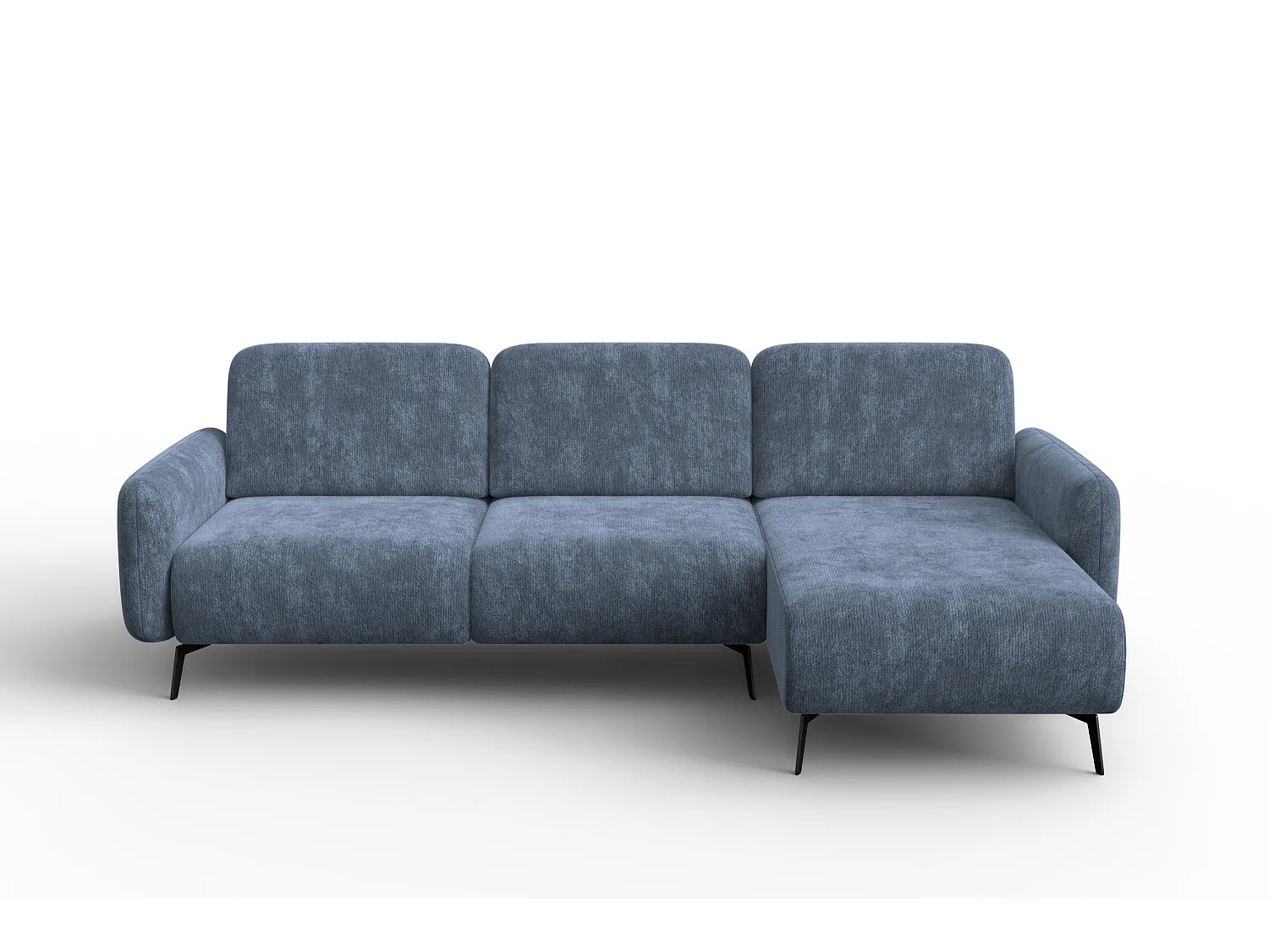 Ecksofa 4-Sitzer rechts FEBE, marineblauer Chenille-Stoff