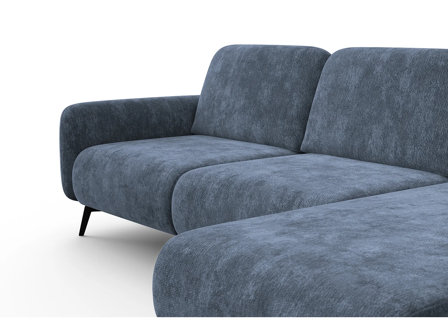 Ecksofa 4-Sitzer rechts FEBE, marineblauer Chenille-Stoff