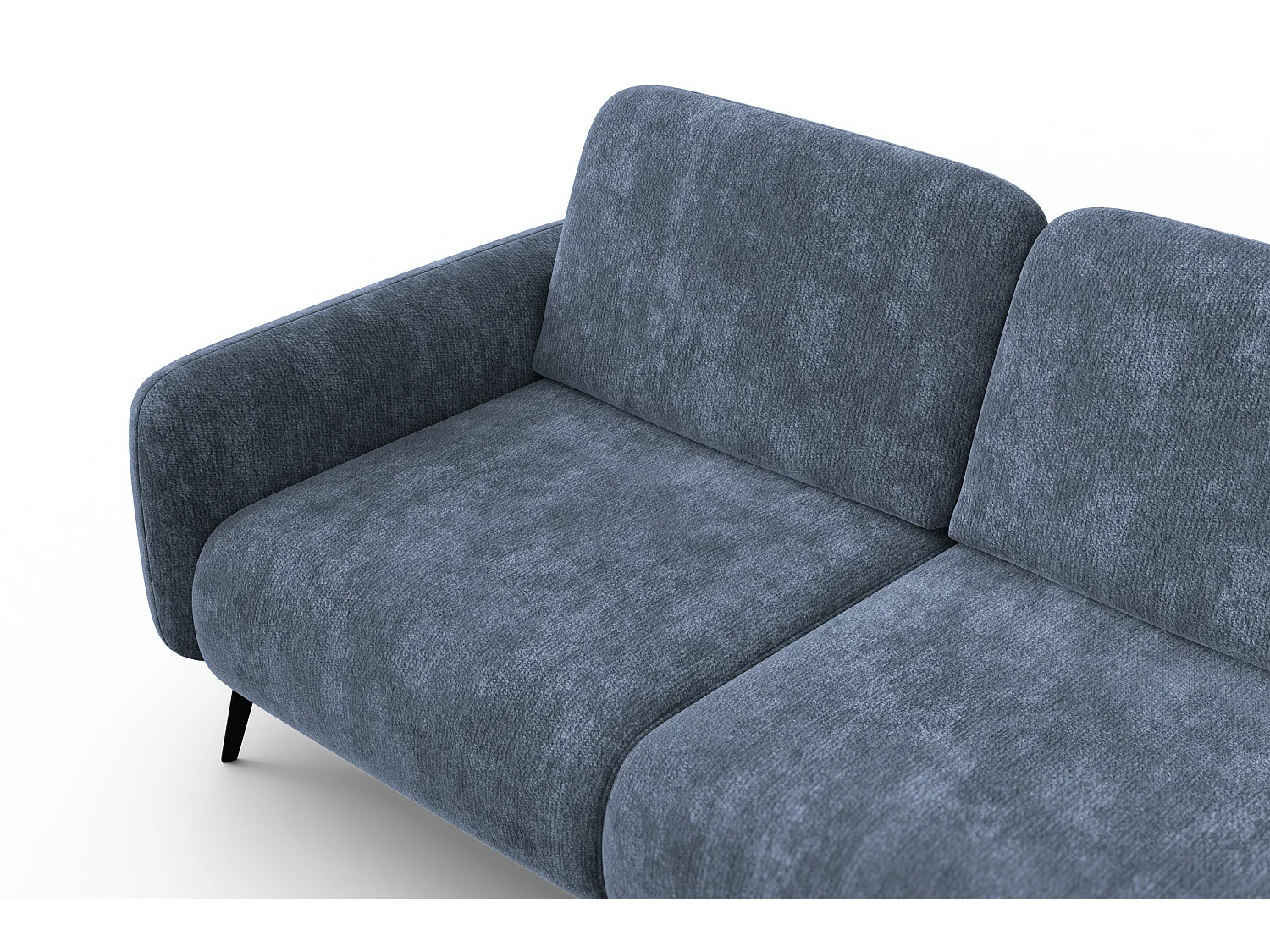 Ecksofa 4-Sitzer rechts FEBE, marineblauer Chenille-Stoff