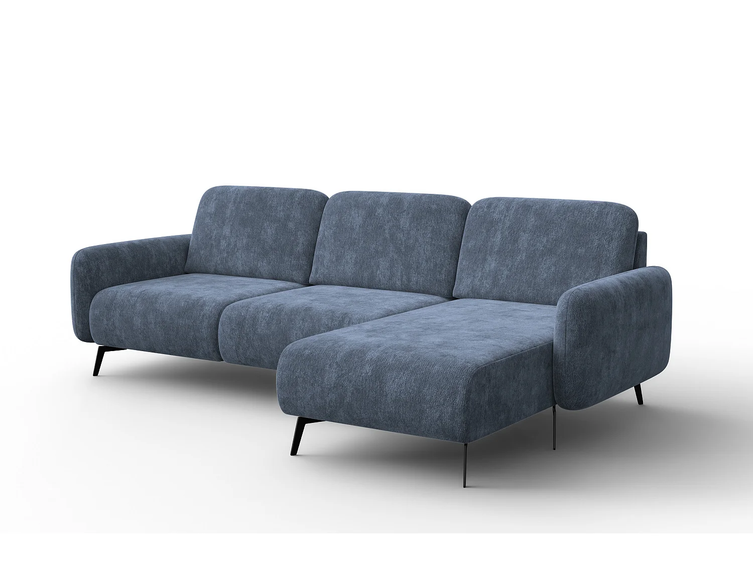 Ecksofa 4-Sitzer rechts FEBE, marineblauer Chenille-Stoff