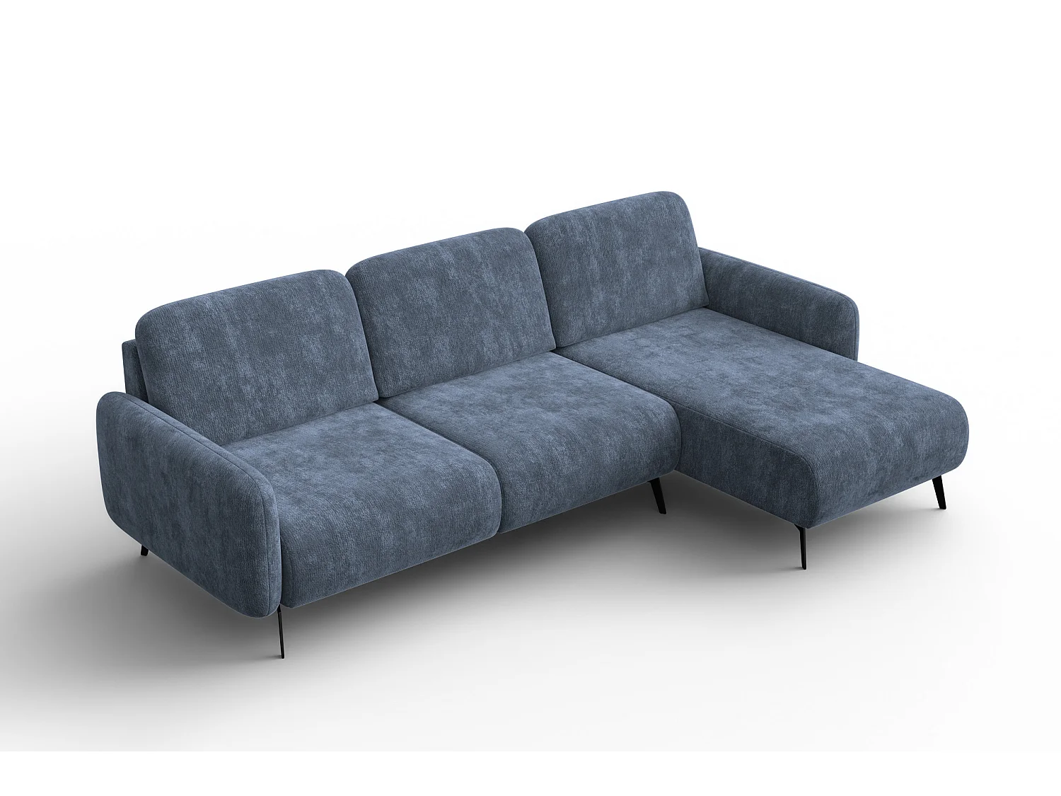Ecksofa 4-Sitzer rechts FEBE, marineblauer Chenille-Stoff