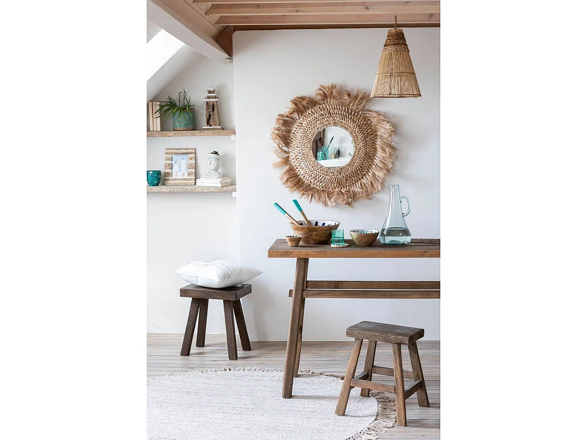 Miroir Mural Déco "Feuille de Bananier" 90cm Naturel