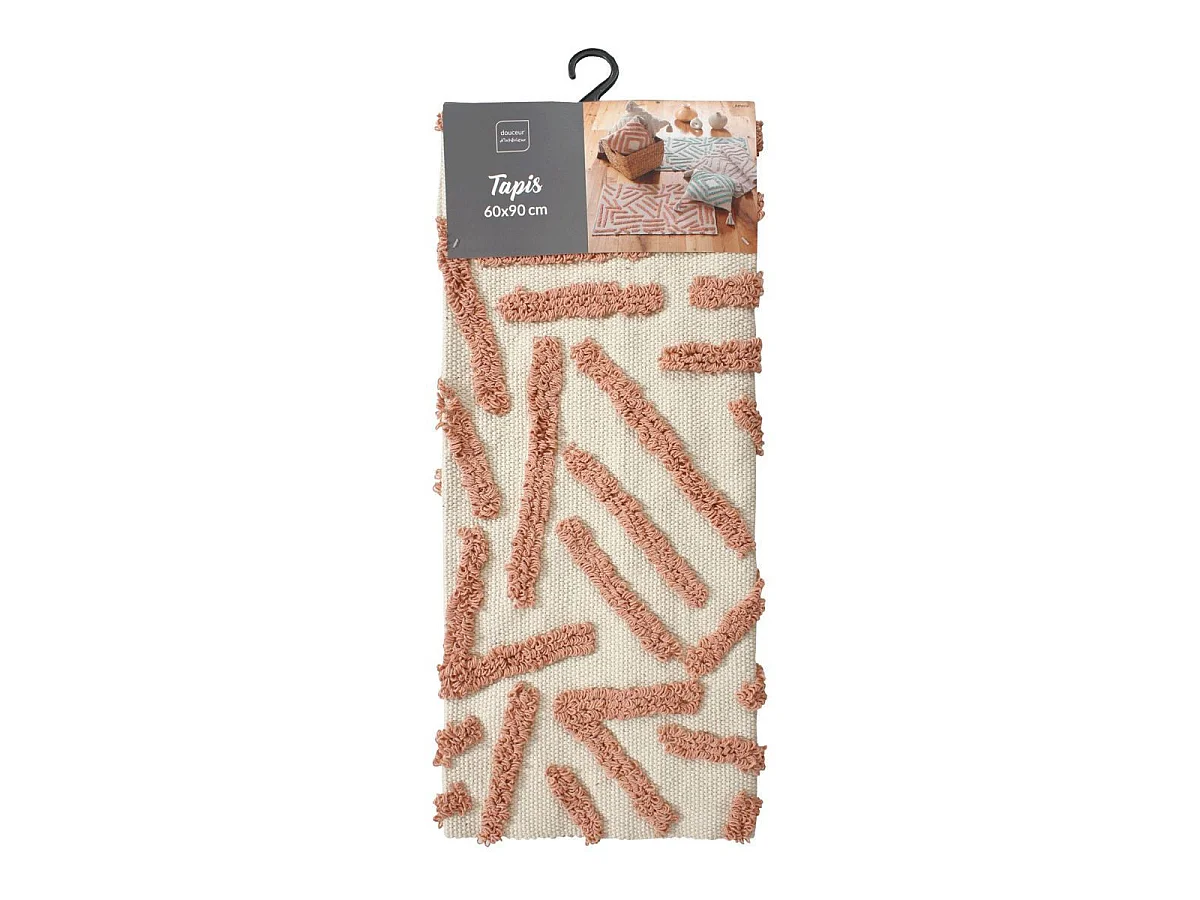 Tapis Déco Tufté "Athena" 60x90cm Rose