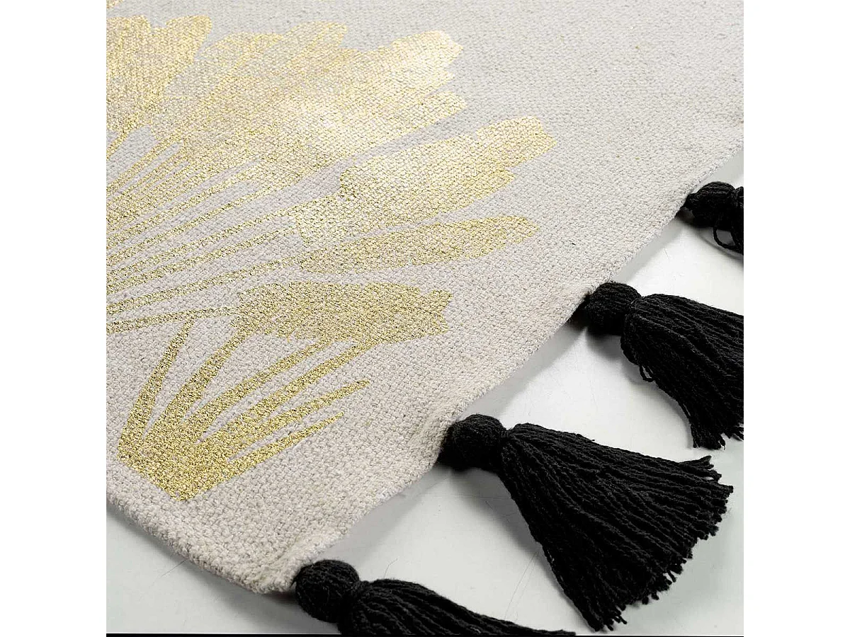 Tapis Déco à Pompons "Karaba" 60x90cm Naturel