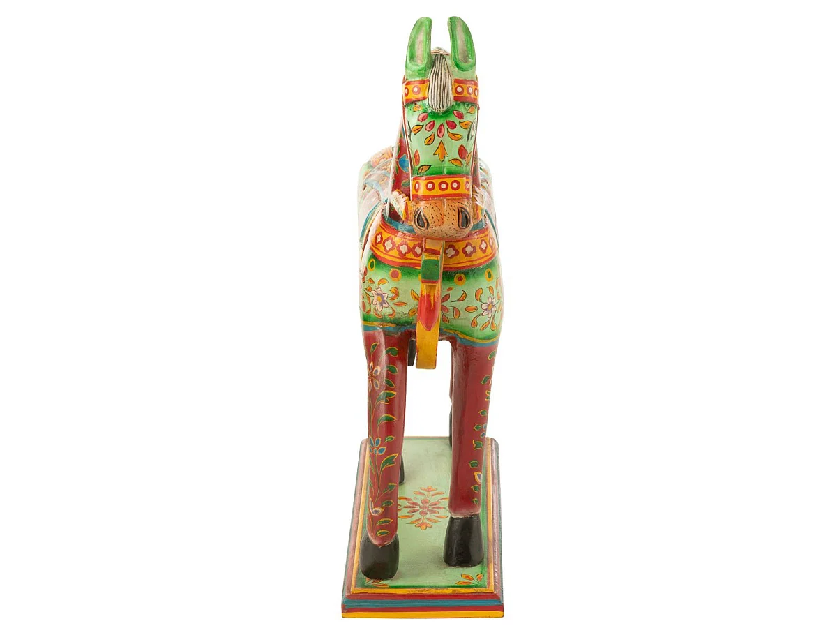 Statue Cheval en Bois "Mumbai" 58cm Multicolore