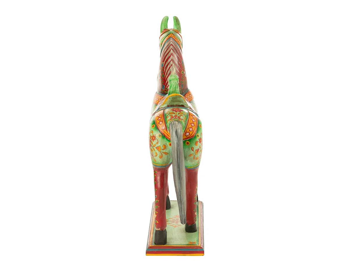 Statue Cheval en Bois "Mumbai" 58cm Multicolore