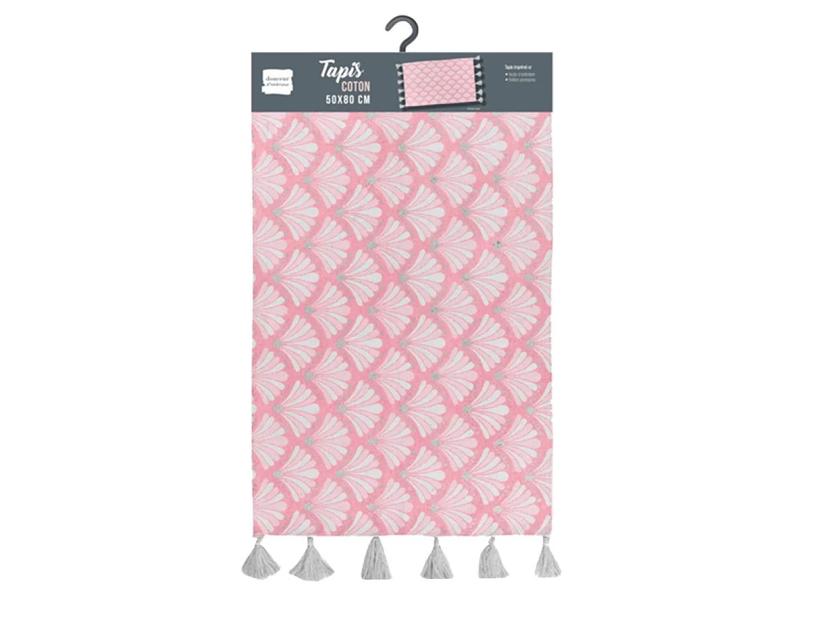 Tapis Déco à Pompons "Art Chic" 50x80cm Rose