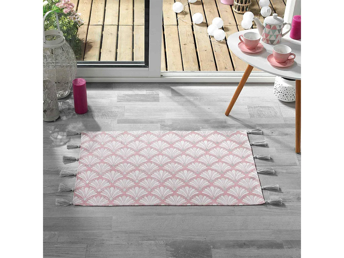 Tapis Déco à Pompons "Art Chic" 50x80cm Rose