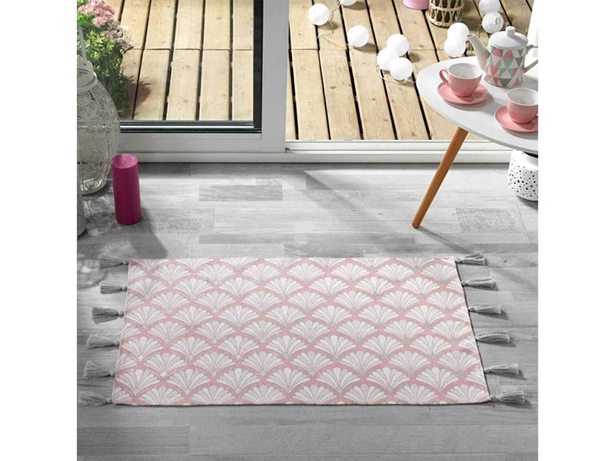 Tapis Déco à Pompons "Art Chic" 50x80cm Rose