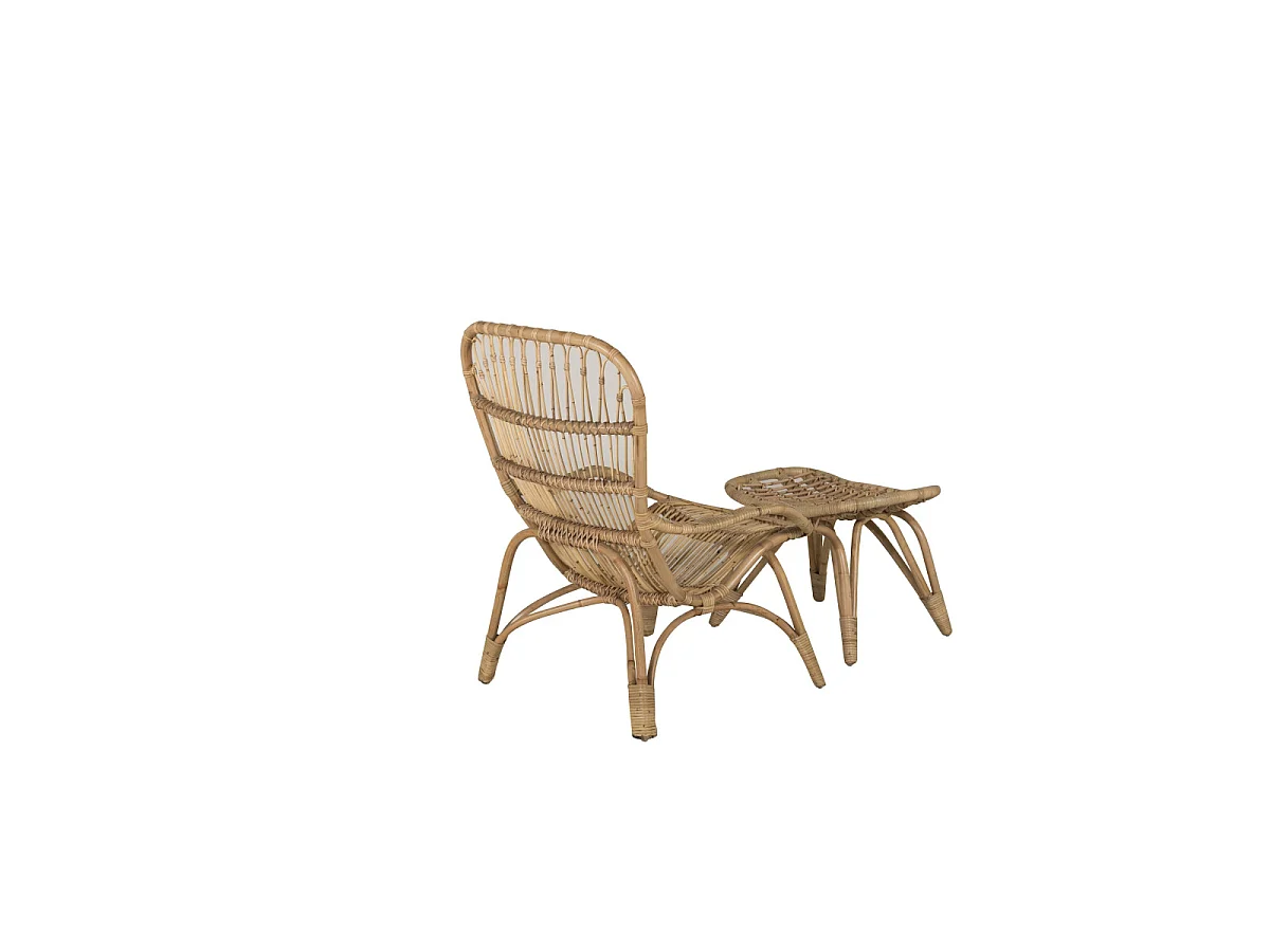 Fauteuil de Jardin & Repose-Pieds "Ella" 98cm Naturel