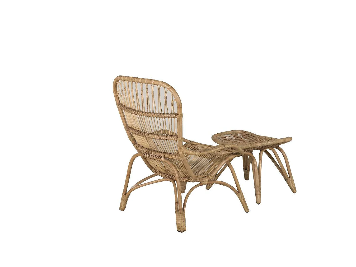 Fauteuil de Jardin & Repose-Pieds "Ella" 98cm Naturel