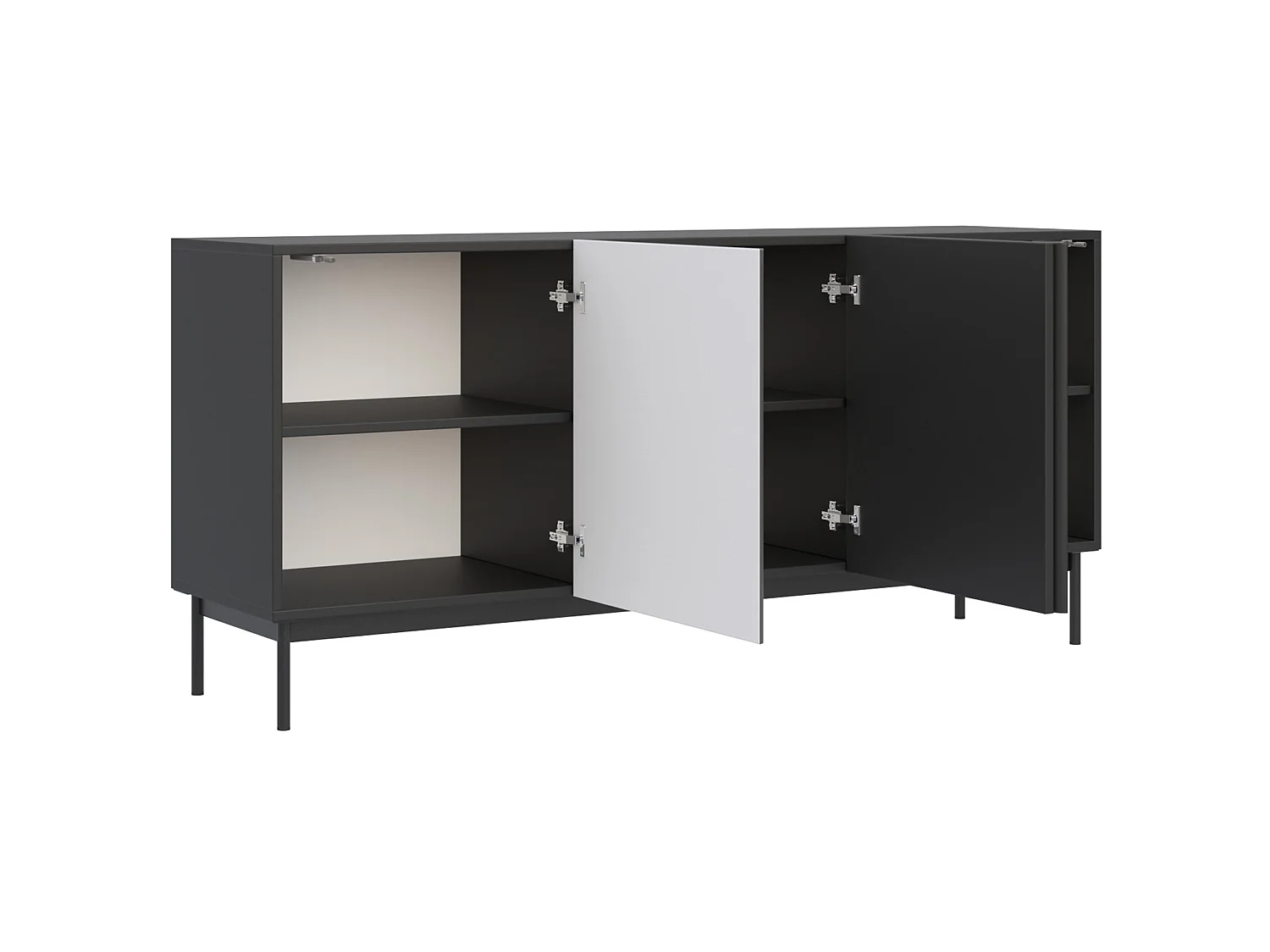 TV-Board 3-türig hoch - Schwarz - 160 cm - Olio