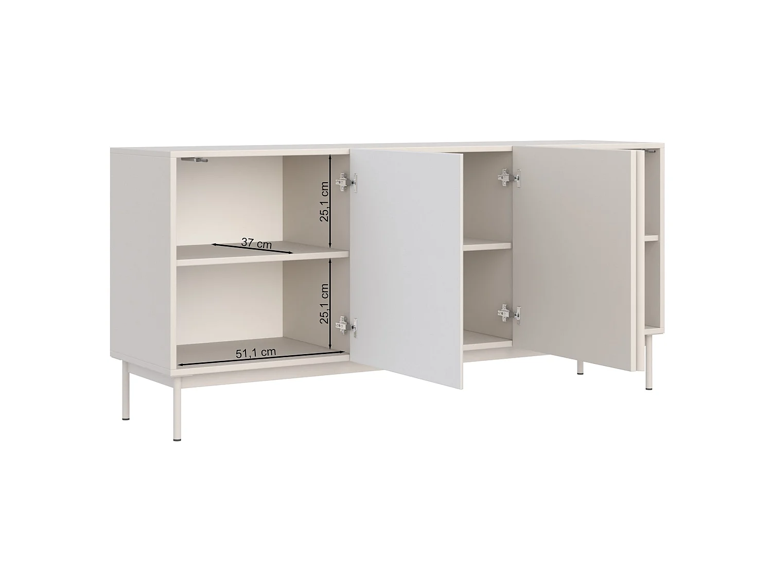 TV-Board 3-türig hoch - Schwarz - 160 cm - Olio