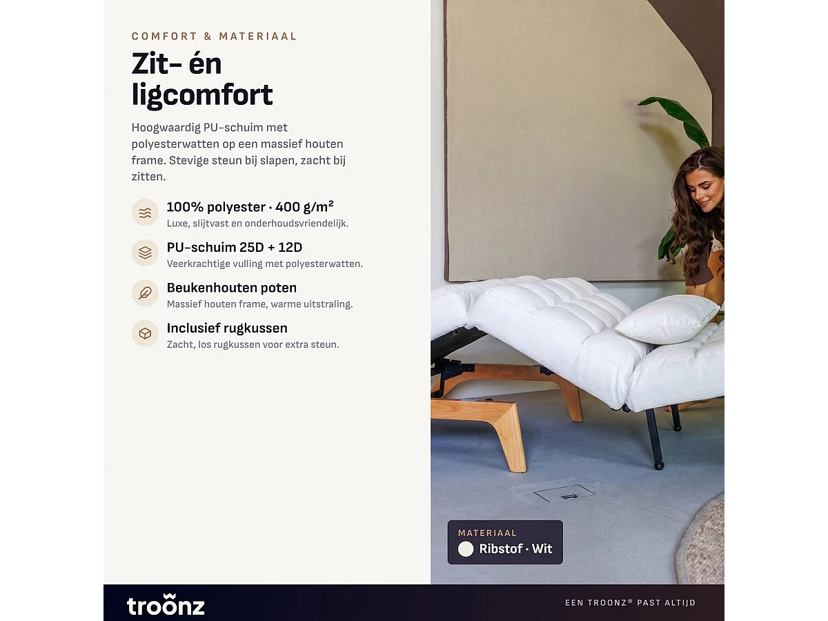 Troonz Amalfi Schlafsessel - Grau, Stilvolles Design, Platzsparend, Hochwertiger Komfort