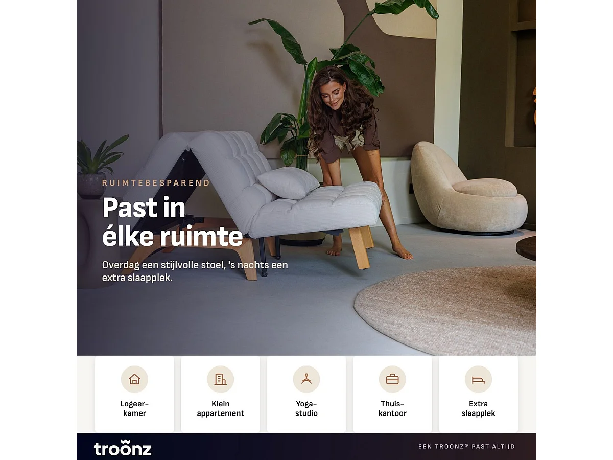 Troonz Amalfi Schlafsessel - Grau, Stilvolles Design, Platzsparend, Hochwertiger Komfort