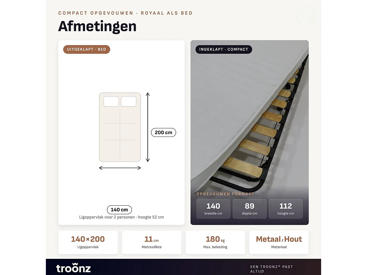 Troonz Opklapbed Verona 140x200