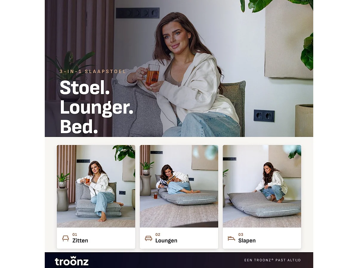 Troonz Slaapstoel Lodi Grijs