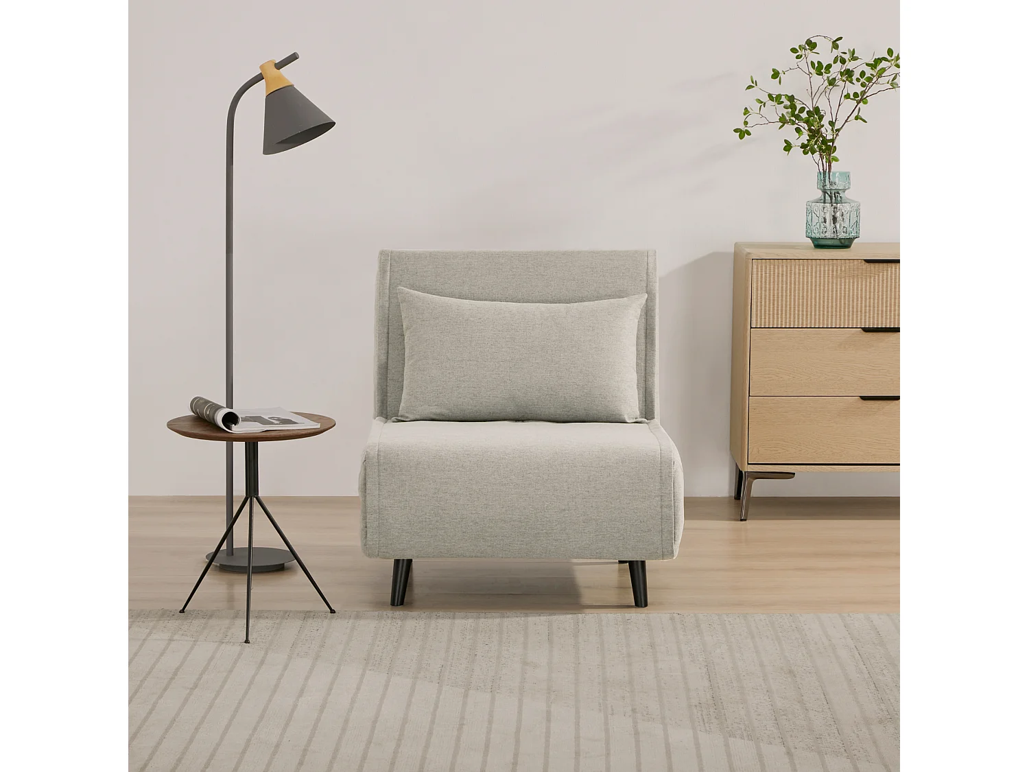 Troonz Lucca Leichter Schlafsessel - Verwandlbares Einzelbett - Grau - 80x200 cm oder 100x200 cm
