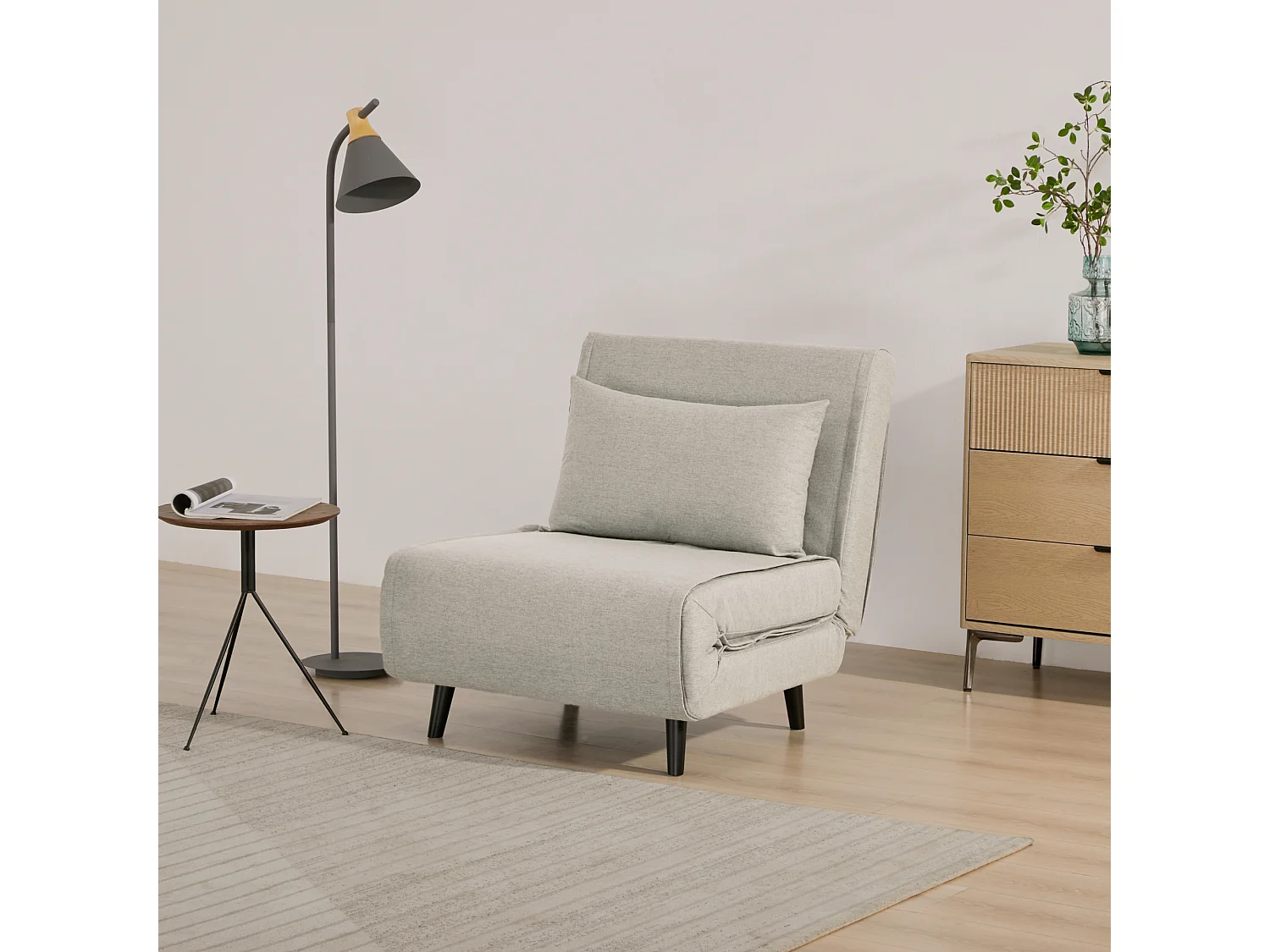 Troonz Lucca Leichter Schlafsessel - Verwandlbares Einzelbett - Grau - 80x200 cm oder 100x200 cm