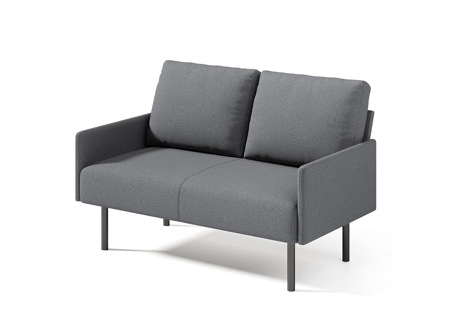 Canapé 2 Places en Tissu avec Coussins, Pieds Hauts Faciles À Nettoyer, Salon, Chambre, Bureau, 122×76×90 cm, Gris Clair, Gris Foncé