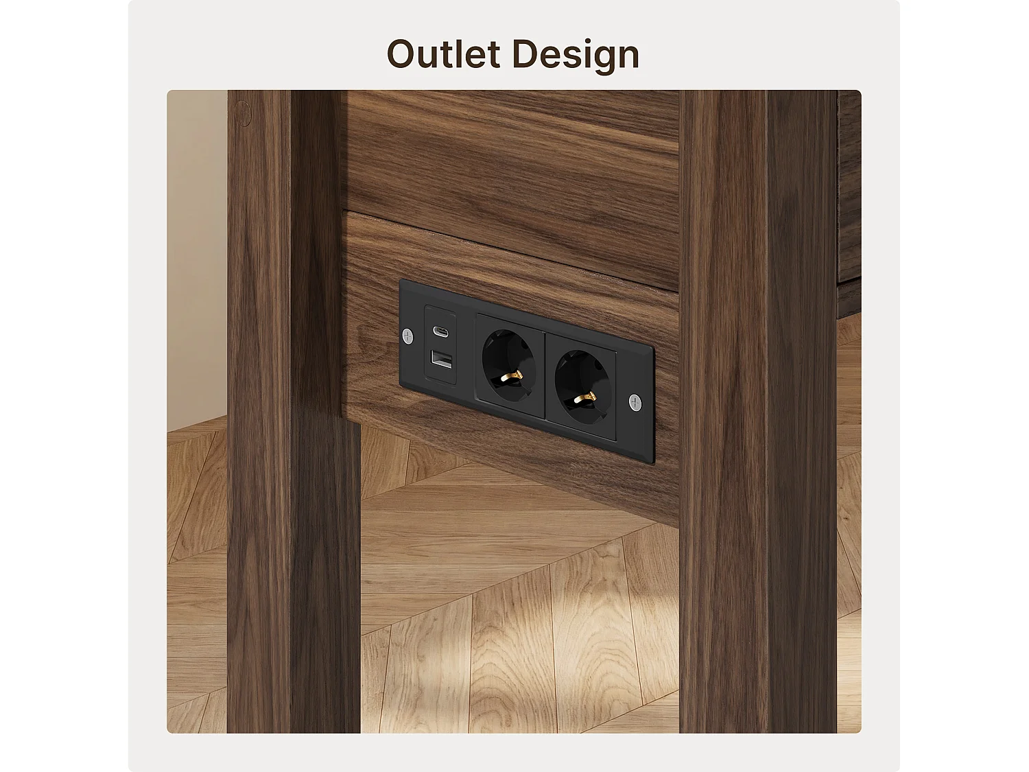 Console d'Entrée Bealife avec Prise de Charge à Gauche ou à Droite, 2 Tiroirs, 1 Étagère de Rangement, Dimensions 100 × 30 × 80 Cm, Marron