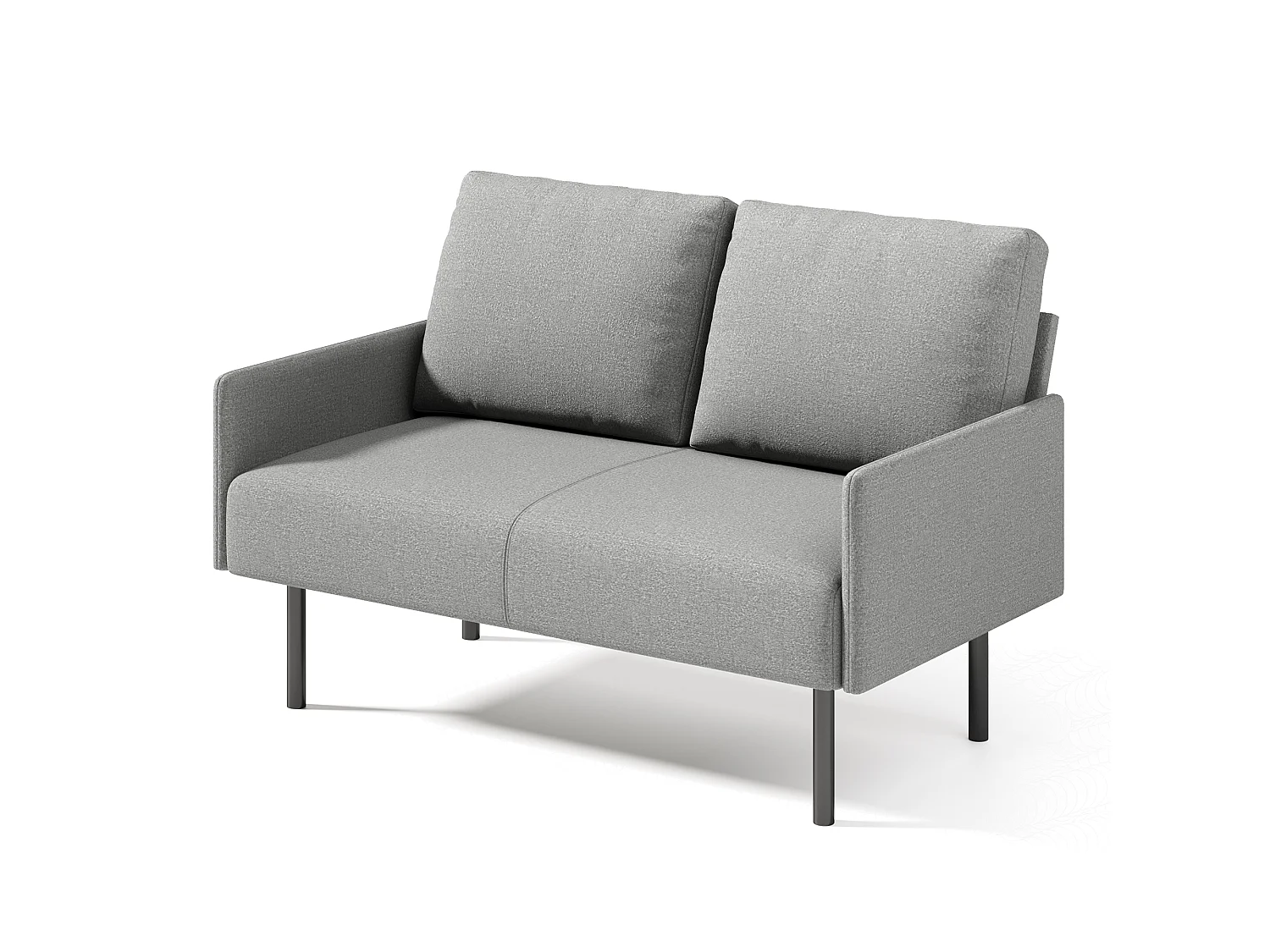 Canapé 2 Places en Tissu avec Coussins, Pieds Hauts Faciles À Nettoyer, Salon, Chambre, Bureau, 122×76×90 cm, Gris Clair