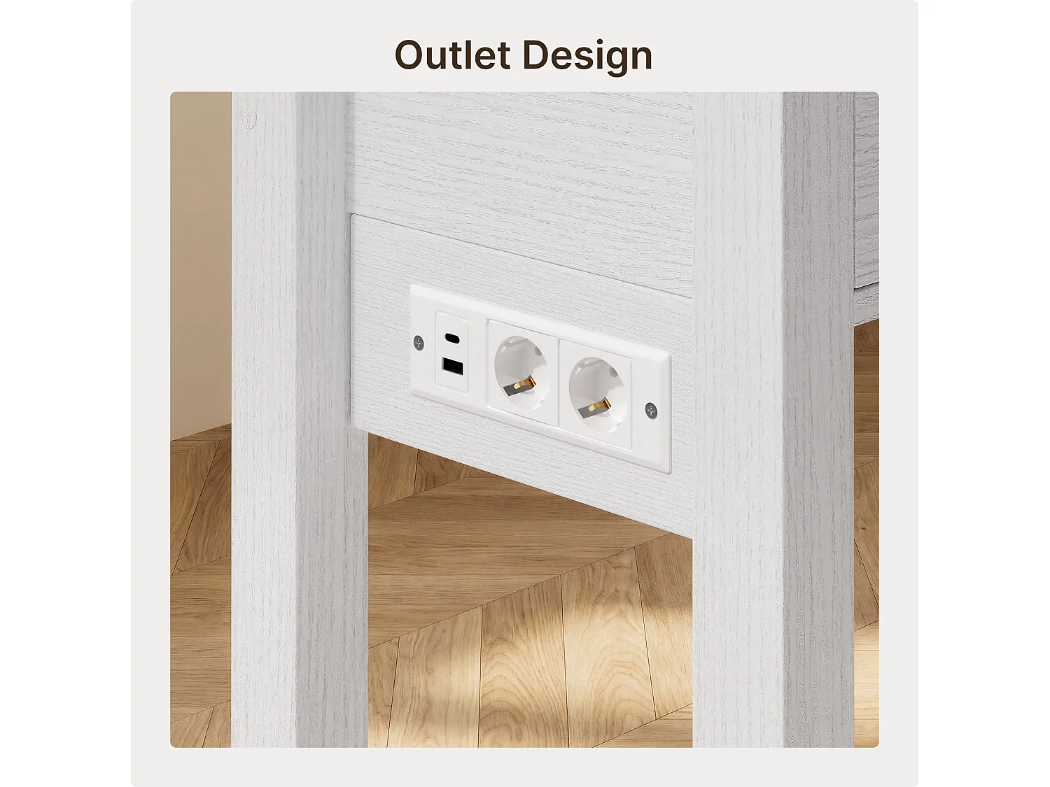Console d'Entrée Bealife avec Prise de Charge à Gauche ou à Droite, 2 Tiroirs, 1 Étagère de Rangement, Dimensions 130 × 30 × 80 Cm, Blanc