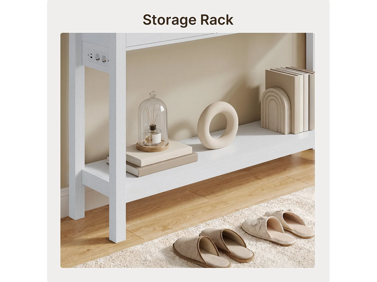Console d'Entrée Bealife avec Prise de Charge à Gauche ou à Droite, 2 Tiroirs, 1 Étagère de Rangement, Dimensions 130 × 30 × 80 Cm, Blanc