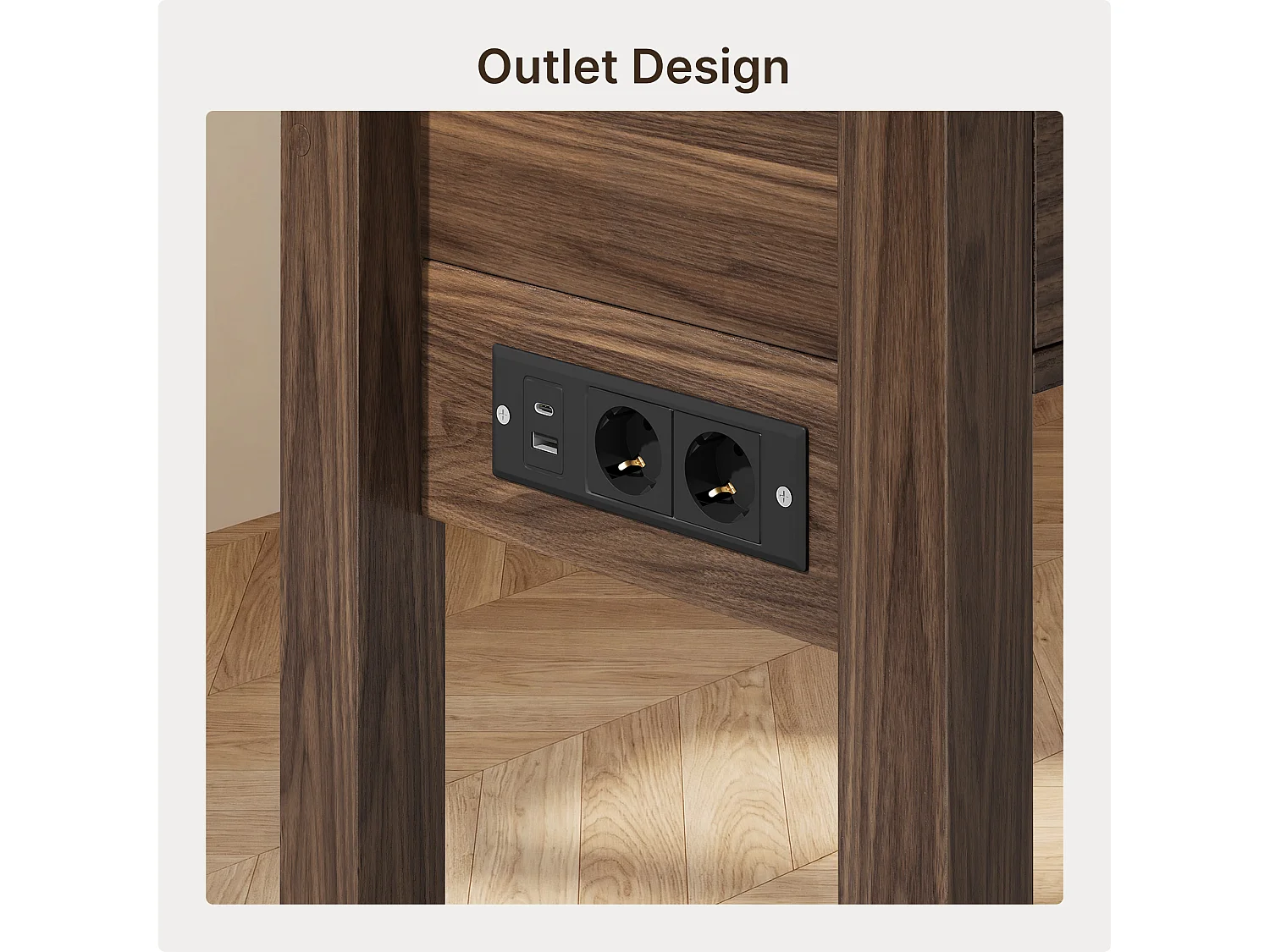 Console d'Entrée Bealife avec Prise de Charge à Gauche ou à Droite, 3 Tiroirs, 1 Étagère de Rangement, Dimensions 130 × 30 × 80 cm, Marron