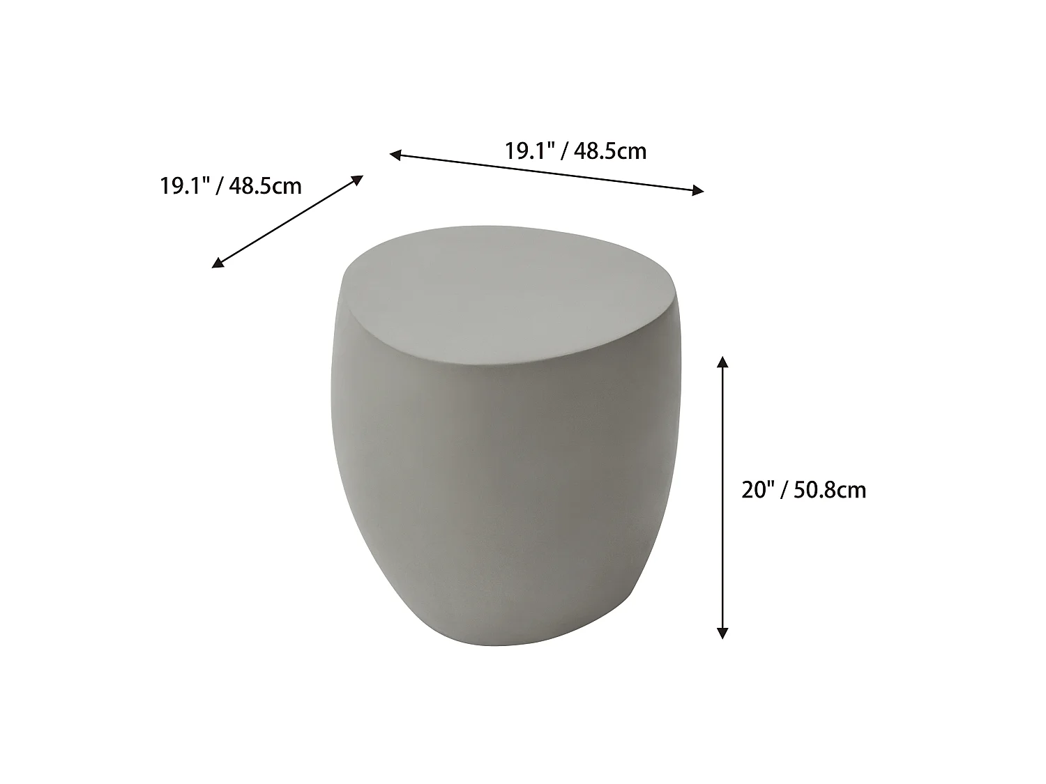 Table d'appoint en béton fibré  48 x 48 x 51 cm