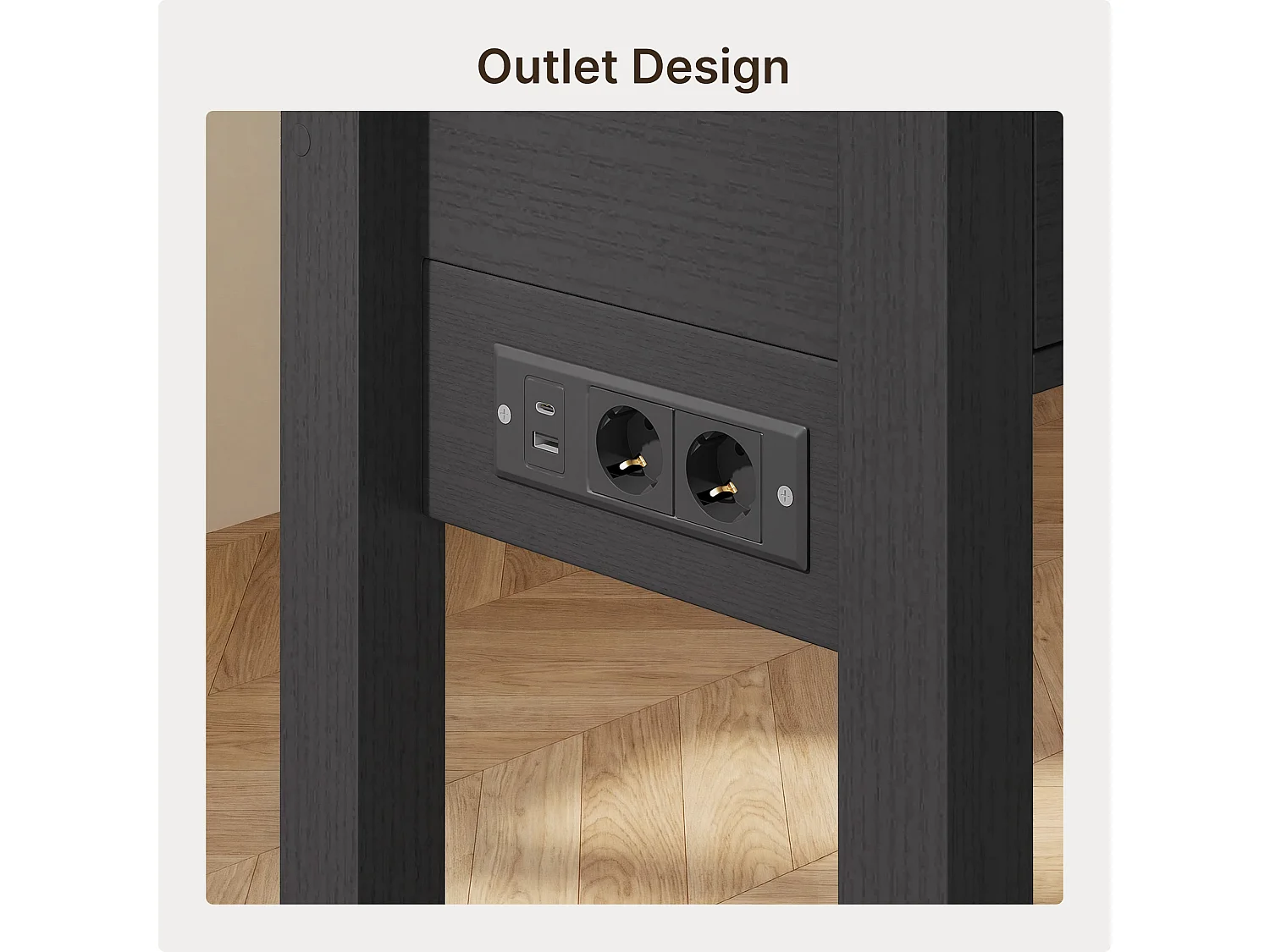 Console d'Entrée Bealife avec Prise de Charge à Gauche ou à Droite, 2 Tiroirs, 1 Étagère de Rangement, Dimensions 100 × 30 × 80 Cm, Noir