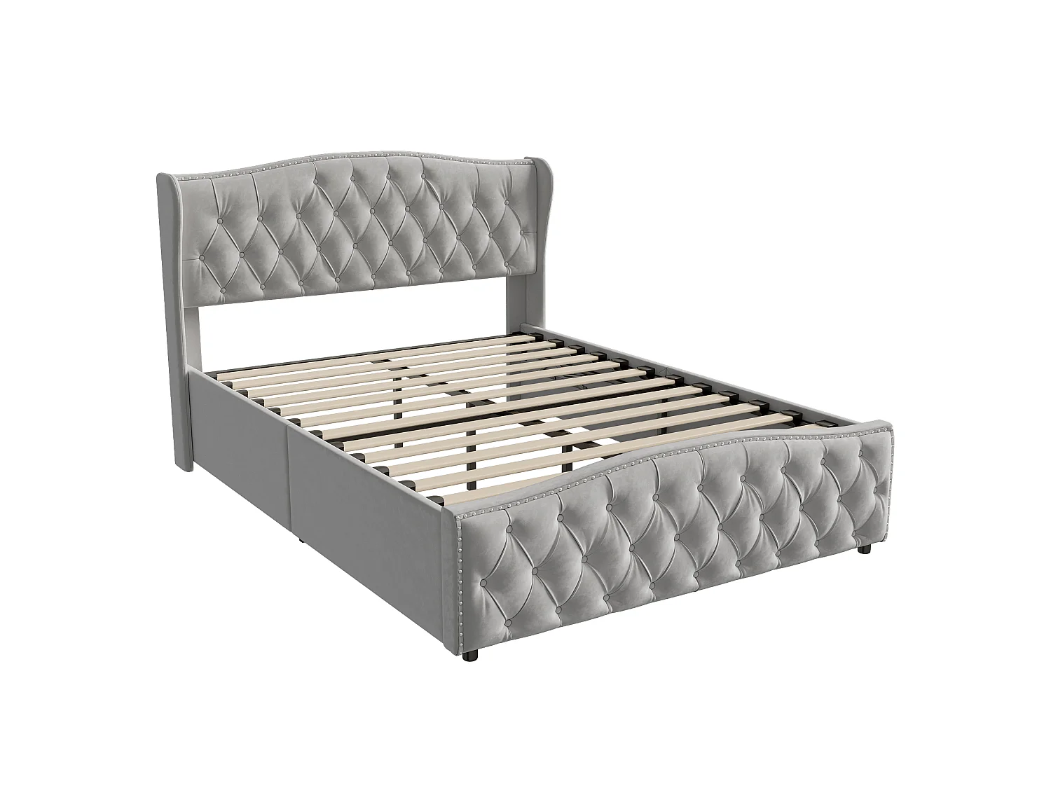 Lit Rembourré 140 X 190 Cm, Lit Double Avec Éclairage LED, Fonction De Chargement USB Type-C Et Tiroir, Lin, Beige