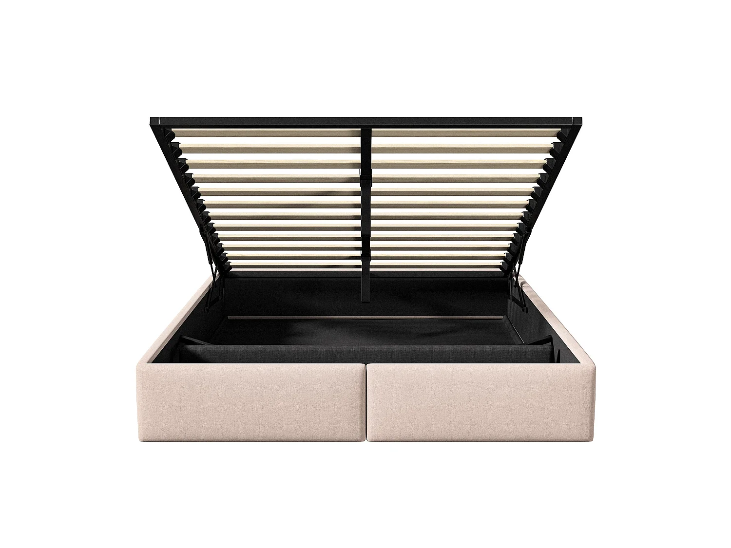 Lit coffre 160x200cm, lit adulte avec 2 tiroirs sans tête de lit,beige,sans matelas