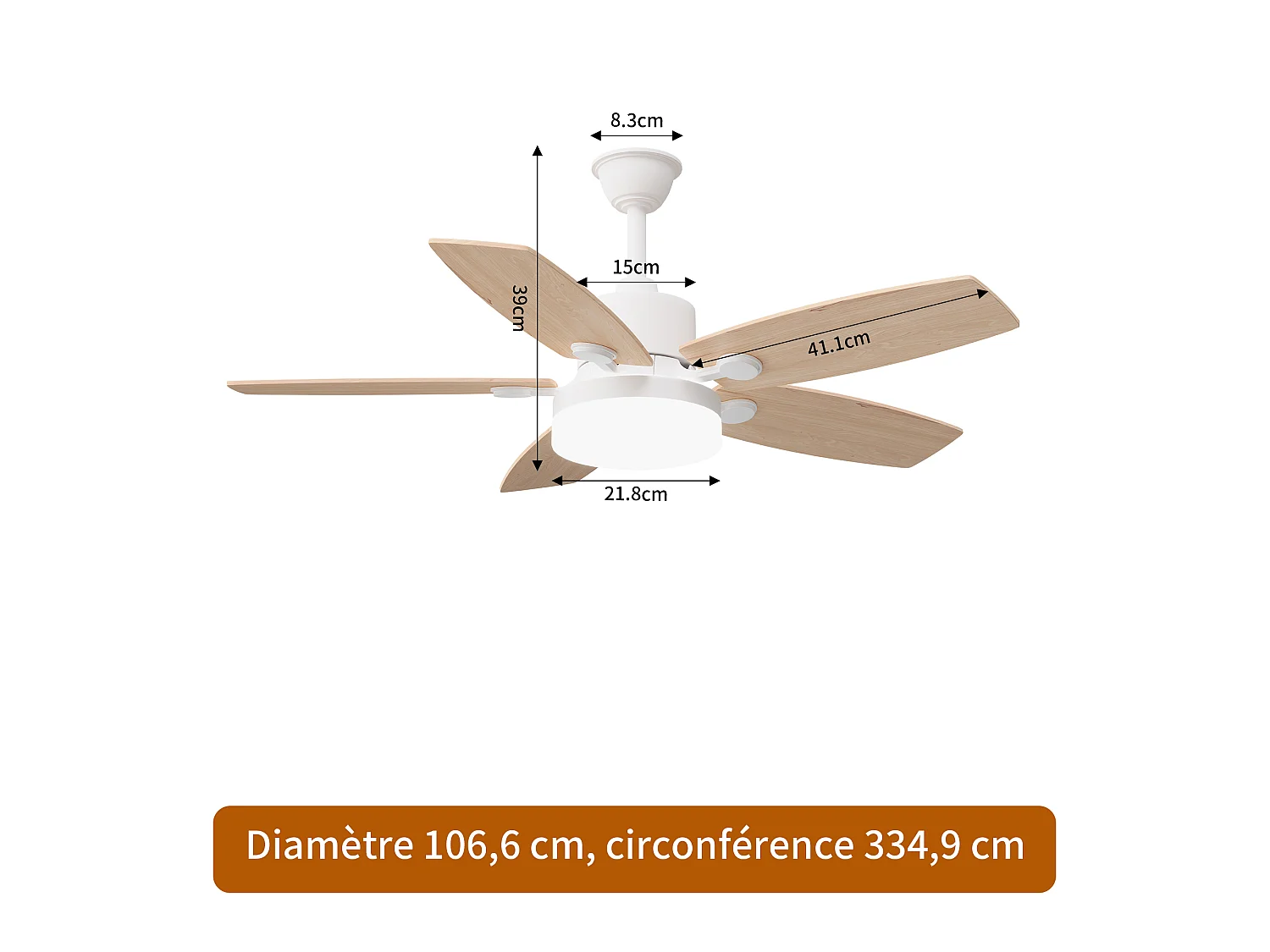 Ventilateur Plafond Silencieux,Ventilo Plafond Avec Lumière Et Télécommande,Avec Lumière Dimmable, Fonction Été-Hiver, 6 Vitesses,Timing