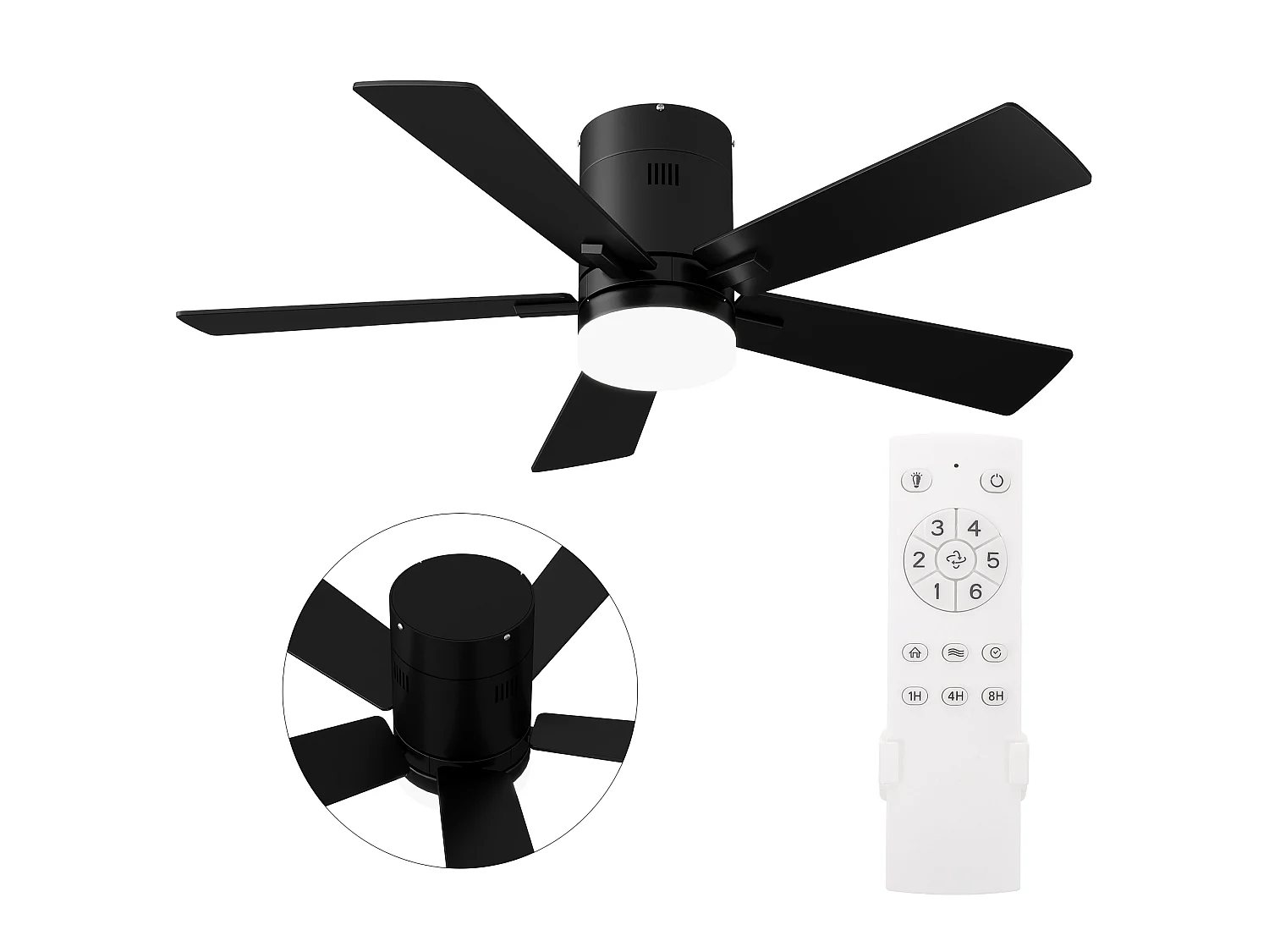 Ventilateur Plafond Silencieux,Ventilo Plafond Avec Lumière Et Télécommande,Avec Lumière Dimmable, Fonction Été-Hiver, 6 Vitesses,Timing
