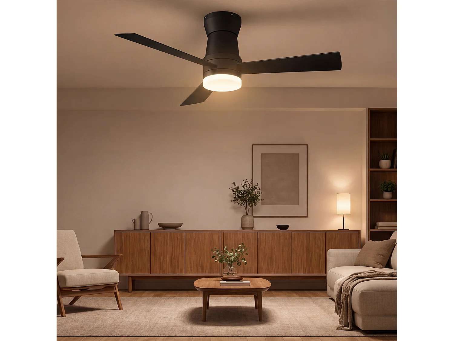 Ventilateur Plafond Silencieux,Ventilo Plafond Avec Lumière Et Télécommande, 132 Cm,Avec Lumière Dimmable, Fonction Été-Hiver, 6 Vitesses,Timing