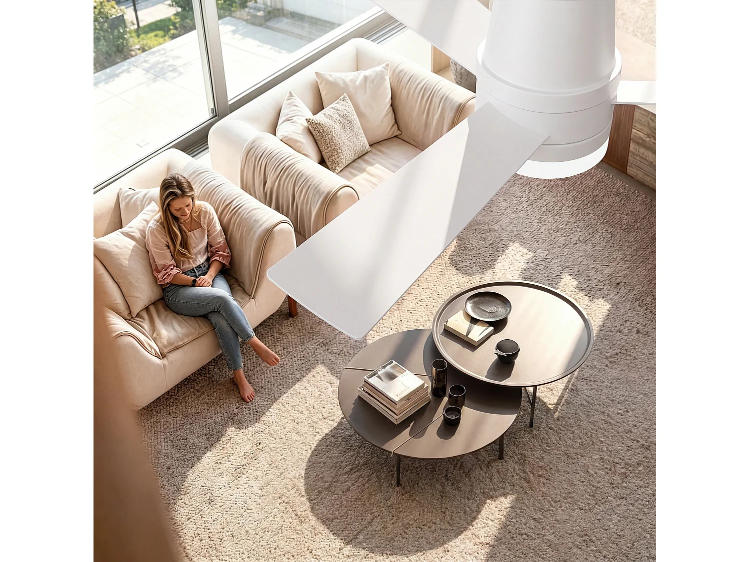 Ventilateur Plafond Silencieux,Ventilo Plafond Avec Lumière Et Télécommande,Avec Lumière Dimmable, Fonction Été-Hiver, 6 Vitesses,Timing