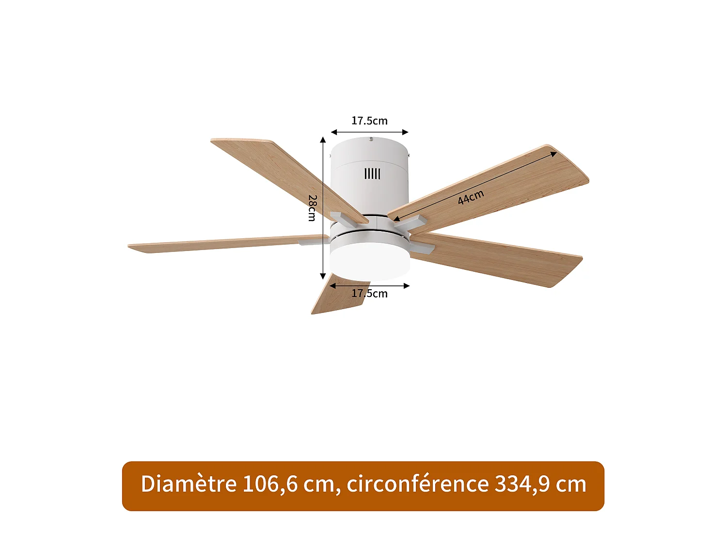 Ventilateur Plafond Silencieux,Ventilo Plafond Avec Lumière Et Télécommande,Avec Lumière Dimmable, Fonction Été-Hiver, 6 Vitesses,Timing