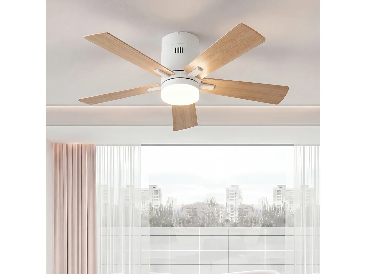 Ventilateur Plafond Silencieux,Ventilo Plafond Avec Lumière Et Télécommande,Avec Lumière Dimmable, Fonction Été-Hiver, 6 Vitesses,Timing