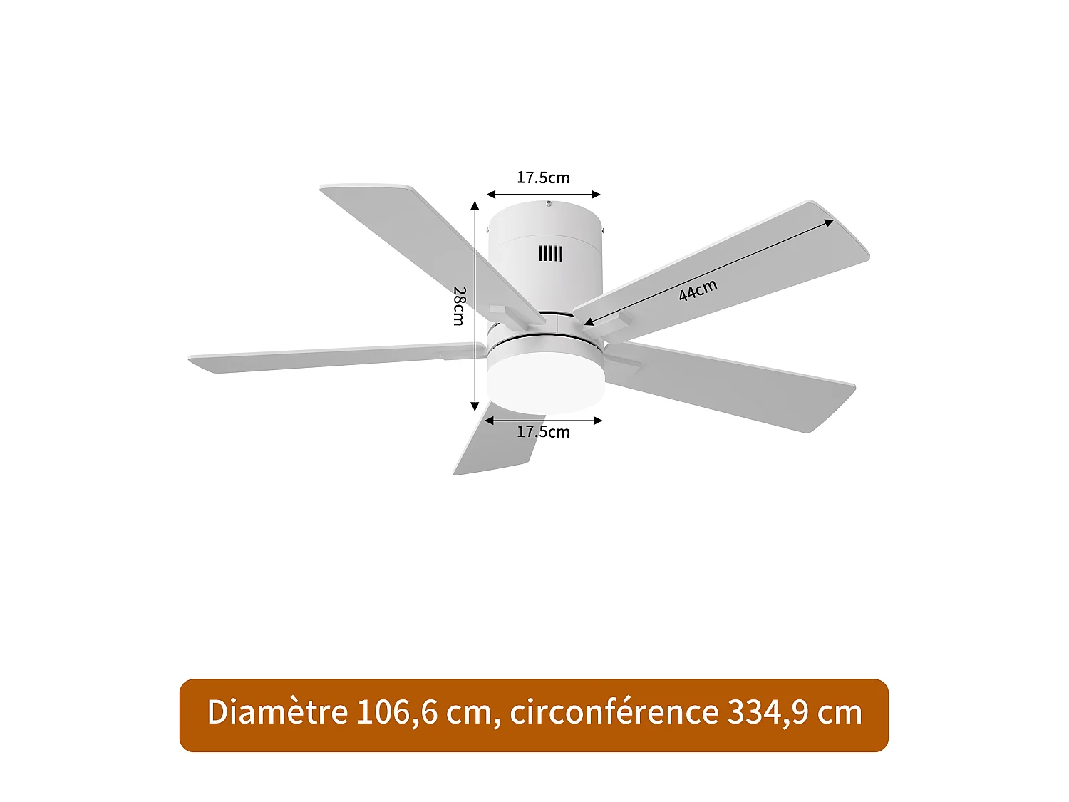 Ventilateur Plafond Silencieux,Ventilo Plafond Avec Lumière Et Télécommande,Avec Lumière Dimmable, Fonction Été-Hiver, 6 Vitesses,Timing