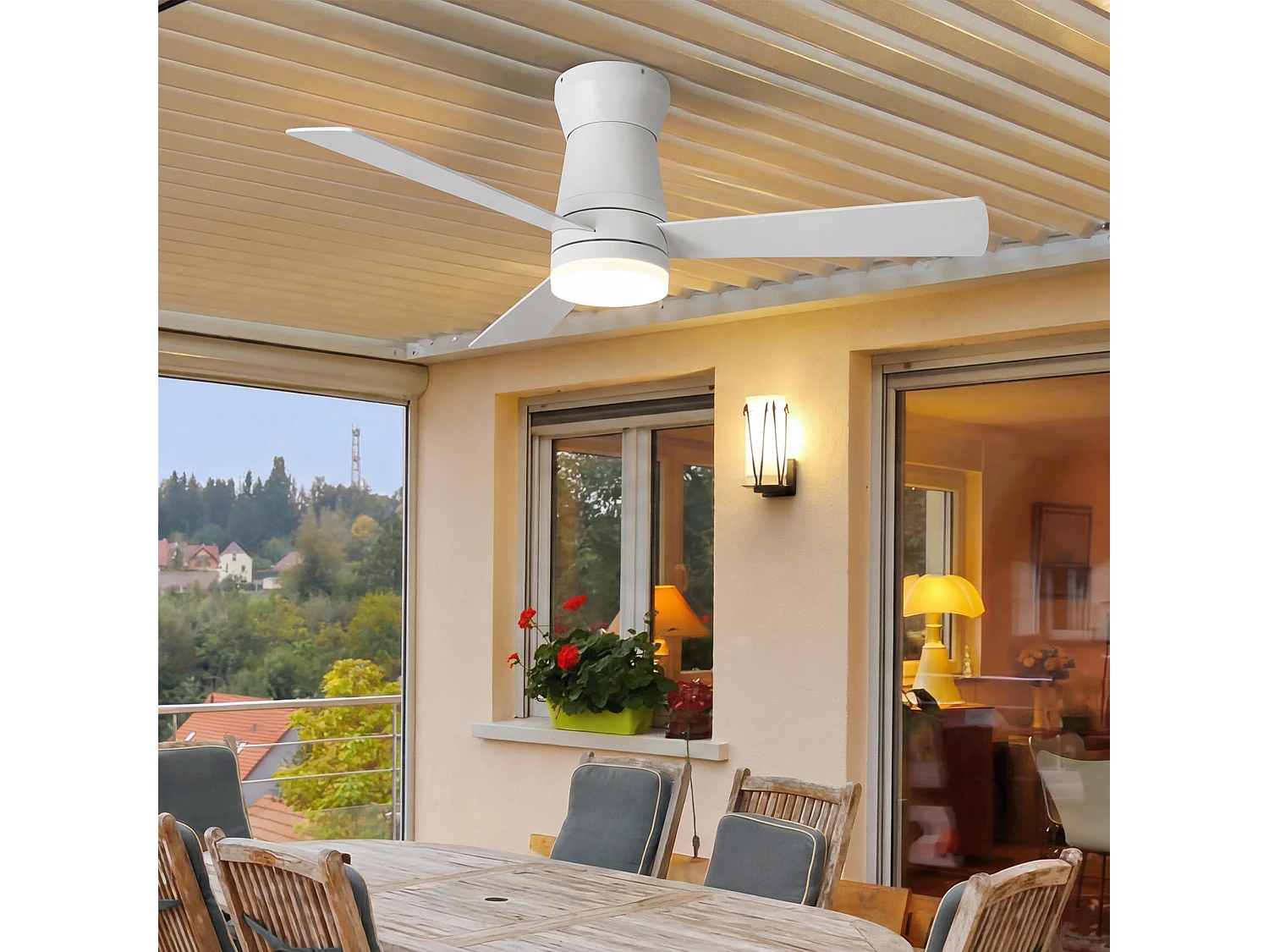 Ventilateur Plafond Silencieux,Ventilo Plafond Avec Lumière Et Télécommande, 132 Cm,Avec Lumière Dimmable, Fonction Été-Hiver, 6 Vitesses,Timing
